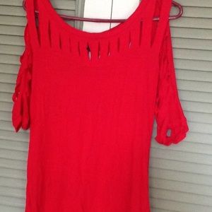 Red Slitted Chest/Shoulder shirt